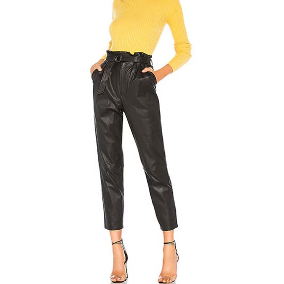 $498 LOVERS + FRIENDS ZEAL REAL LEATER PANTS SIZE XS XSMALL MISSING BELT